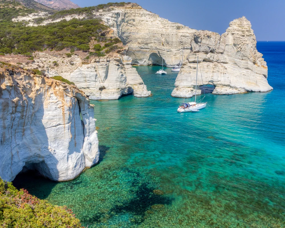 The caves and coves of Kleftiko on the southern coast of Milos Island in the Cyclades