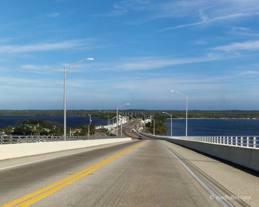 Crossing the A. Max Brewer Memorial Bridge toward the parks of Canaveral National Seashore and Merritt Island National Wildlife Refuge
