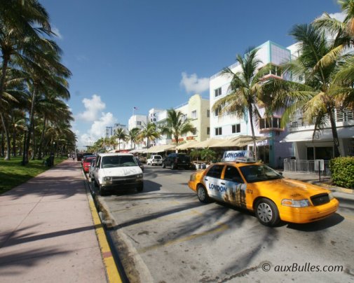 Ocean Drive en direction du Sud, à votre gauche, une vaste plage de sable blanc s'étire jusqu'à l'océan alors qu'à votre droite défilent une série d'hôtels aux tons pastels ! Ocean Drive en direction du Sud, à votre gauche, une vaste plage de sable blanc s'étire jusqu'à l'océan alors qu'à votre droite défilent une série d'hôtels aux tons pastels !