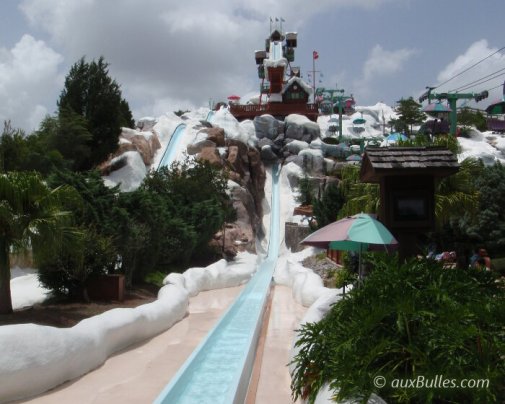 Disney's Blizzard Beach water park in Orlando, Florida takes you to the mountains !
