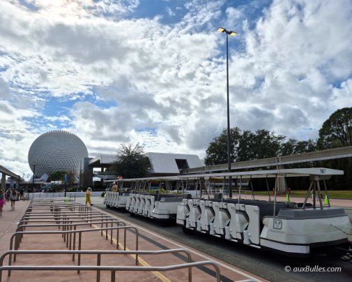 The shuttle takes you to the main entrance of Disney's EPCOT theme park
