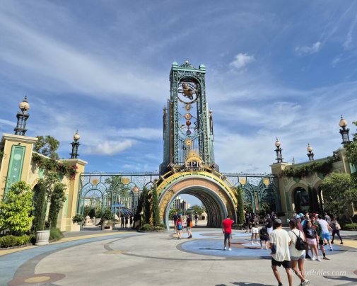 The entrance of Universal Epic Universe theme park The entrance of Universal Epic Universe theme park