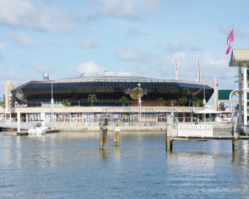 The famous Hard Rock Café located by the water near Bayside Marketplace in Miami The famous Hard Rock Café located by the water near Bayside Marketplace in Miami