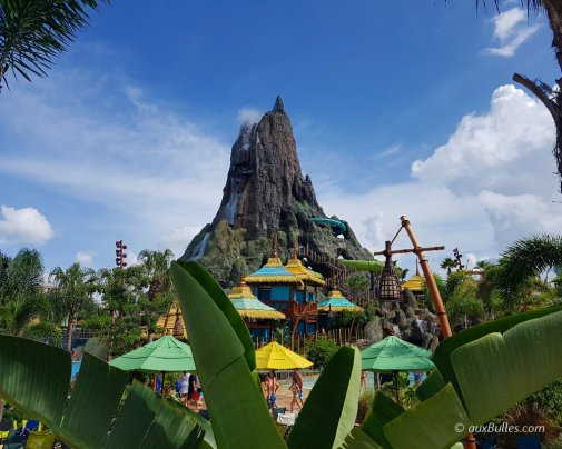 The volcano with its lush tropical vegetation