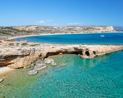 Mati Tou Diavolou Cave on Koufonissi Island in the Small Cyclades, Greece