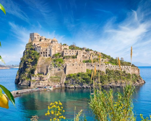 The medieval Aragonese Castle near Ischia Island