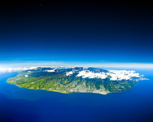 Vue aérienne de l'île de la Réunion