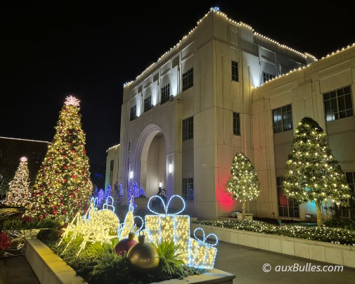 A la tombée de la nuit, les innombrables décorations lumineuses donnent vie à l'hôtel de ville de Winter Garden
