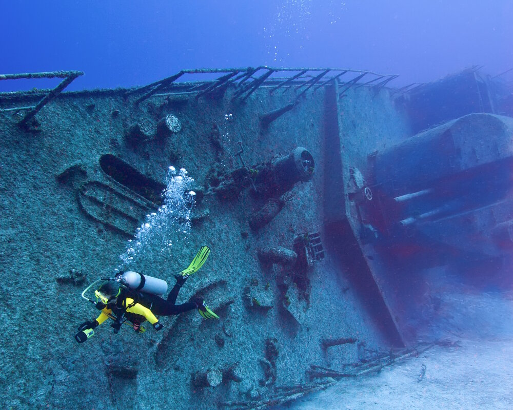 L'épave du destroyer MV Captain Keith Tibbetts coulée en 1996 par 24 mètres de profondeur pour servir de récif artificiel