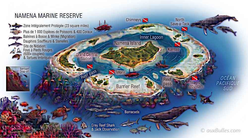 Map of the Namena Marine Reserve, located south of Vanua Levu island, Fiji