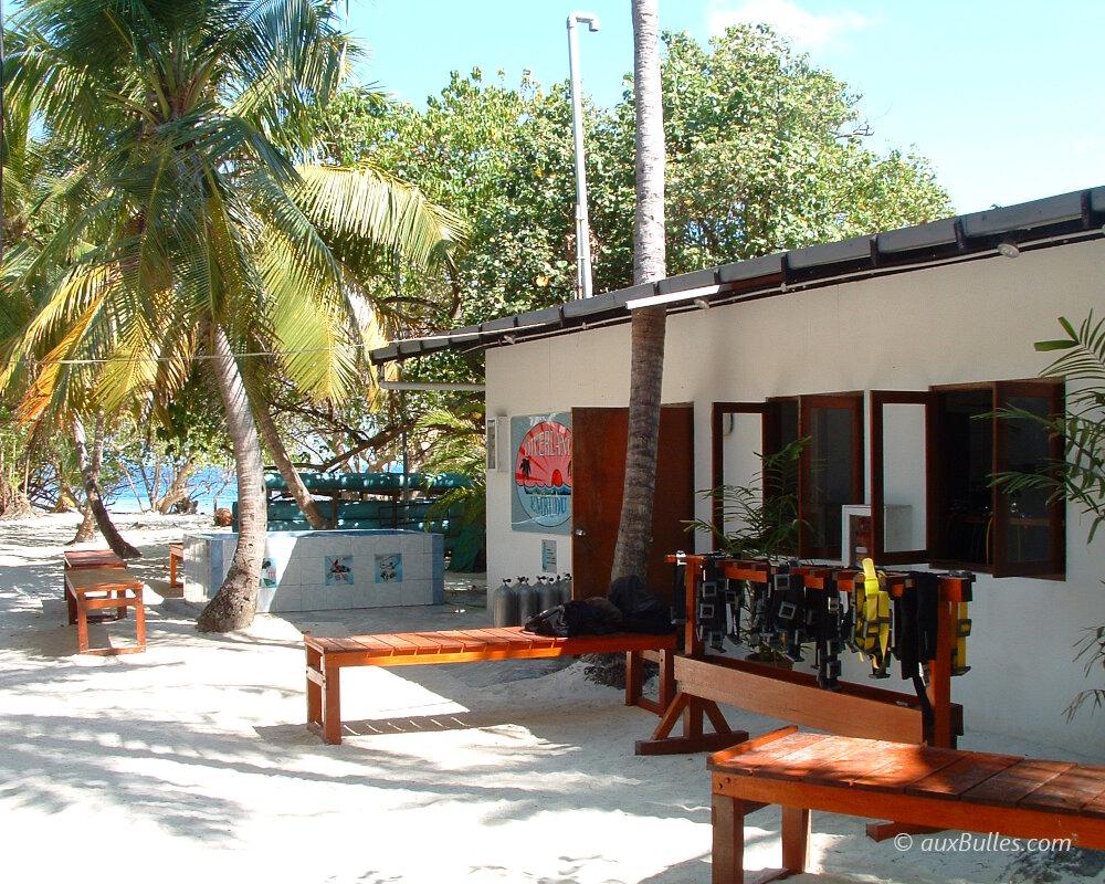 The dive center on Embudu island in the Maldives